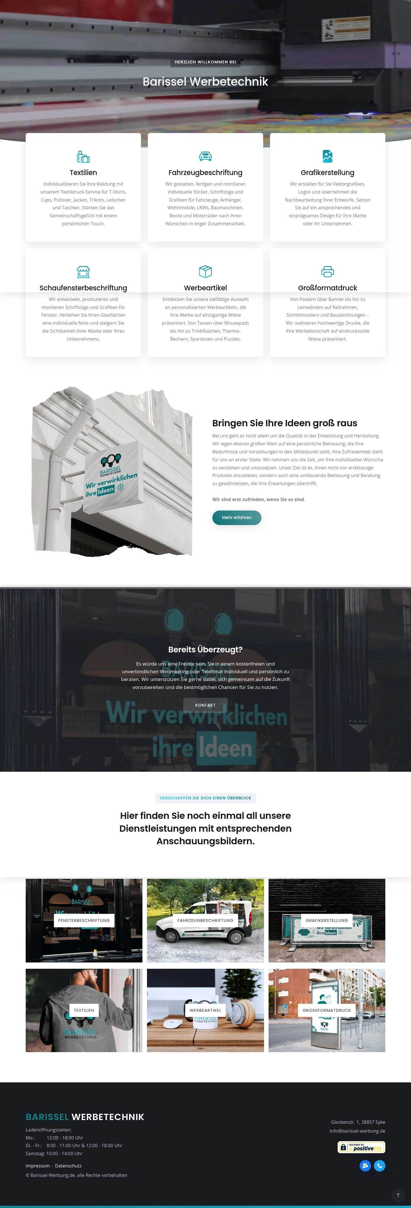 Screenshot: Barissel Werbetechnik Firmenwebsite