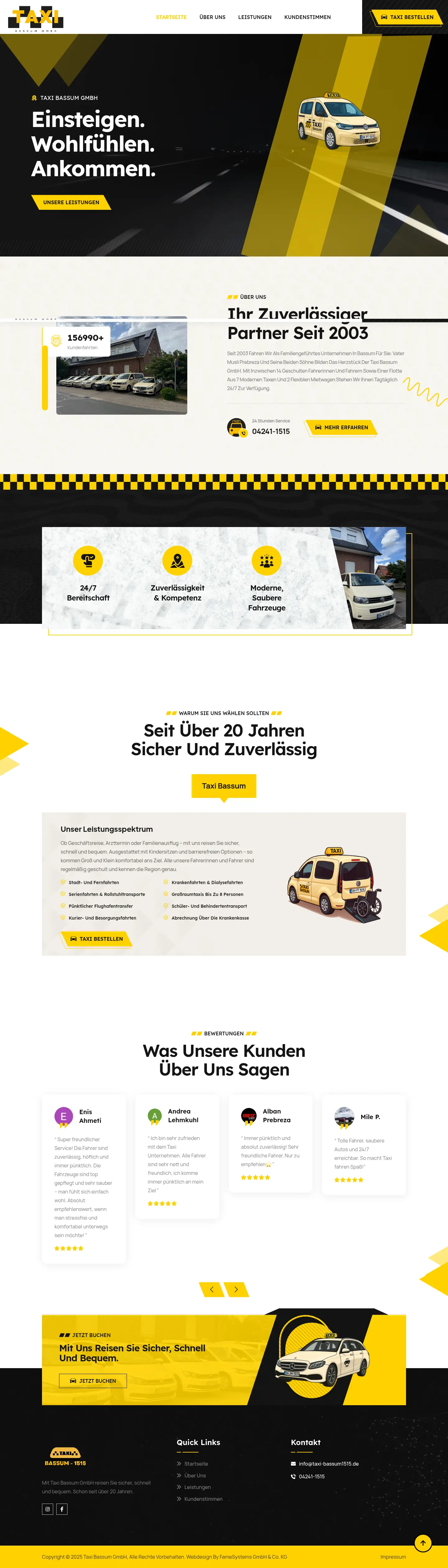 Screenshot: Taxi Bassum GmbH Firmenwebsite