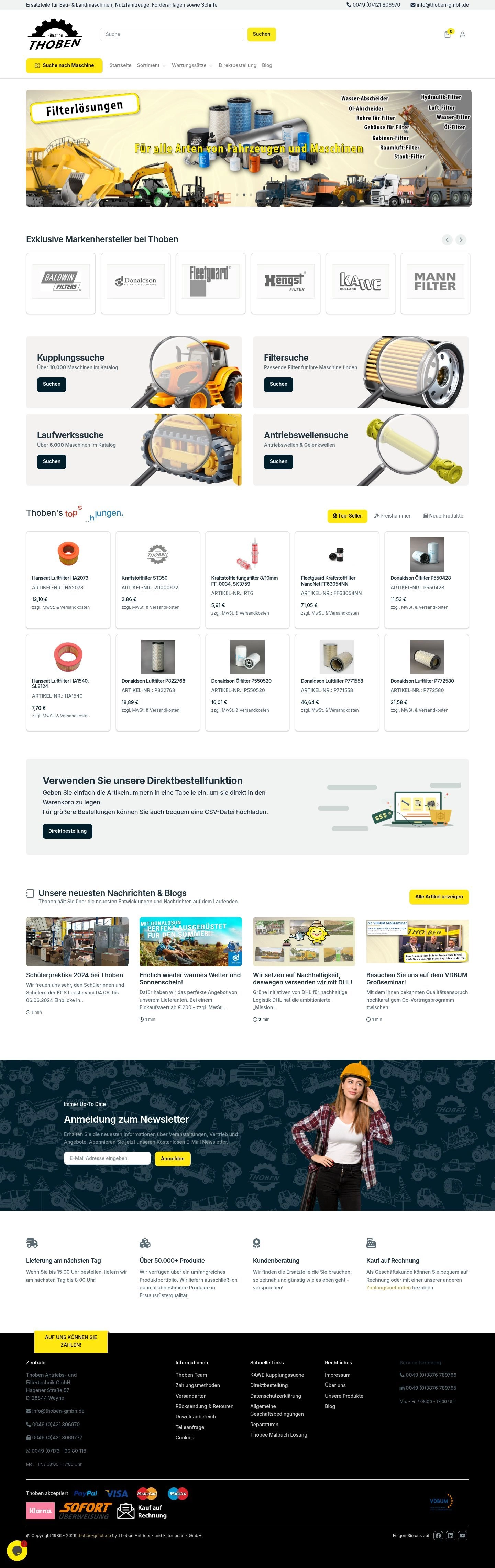 Screenshot: Antriebs- und Filtertechnik Webshop