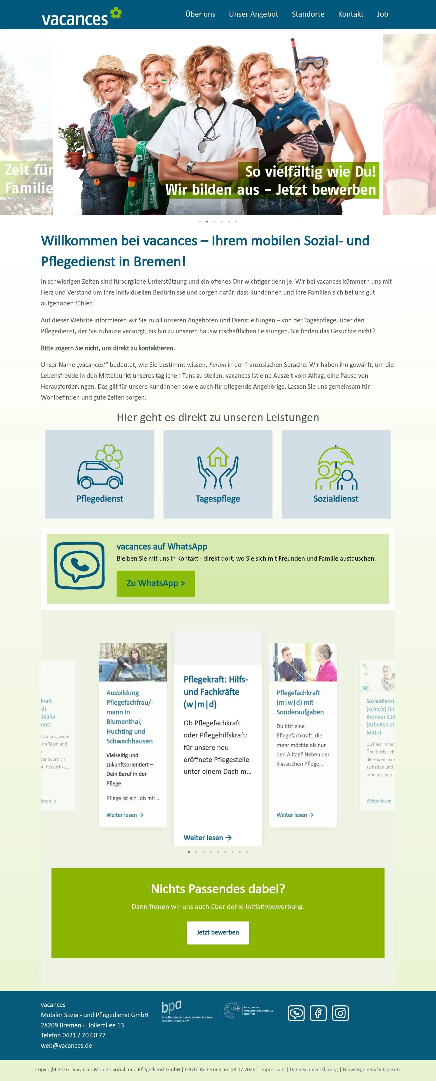 Screenshot: Mobiler Sozial- und Pflegedienst Firmenwebsite
